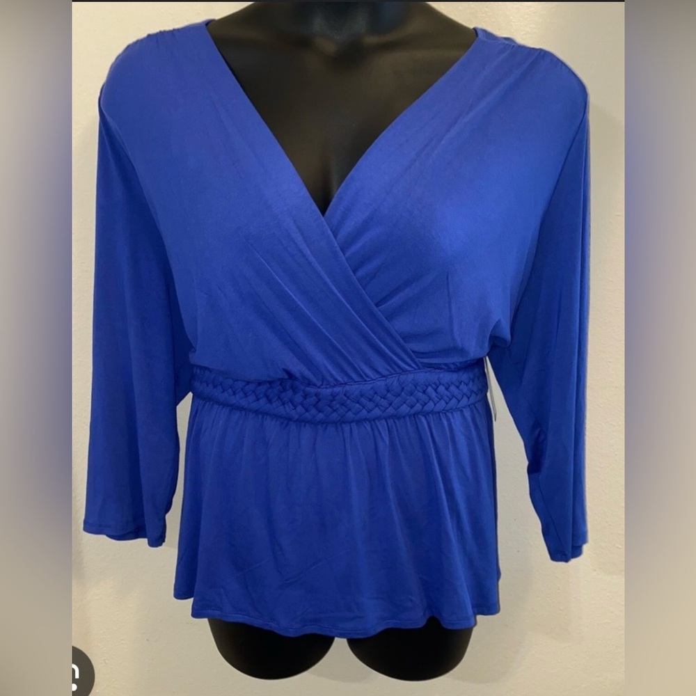 Harper Royal Blue Wrap Blouse 2X